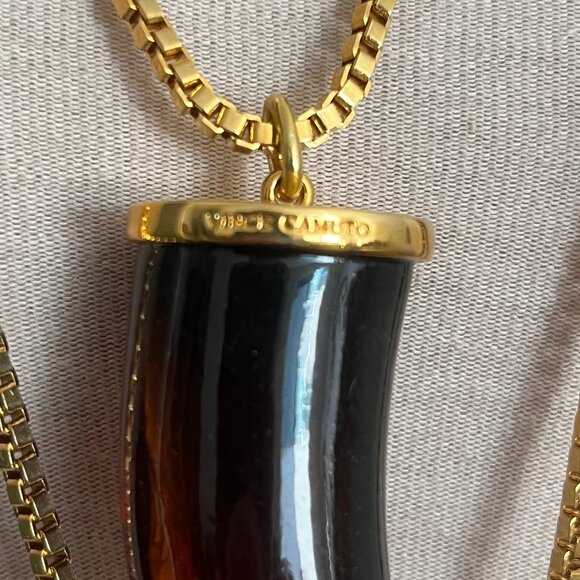 Vince Camuto Horn Necklaces And Earrings Tortoiseshell and Gold - Picture 2 of 8